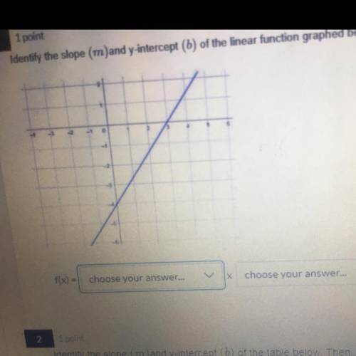 PLEASE HELP Identify the slope (m)and y-intercept (b) of the linear function graphed below. Then,