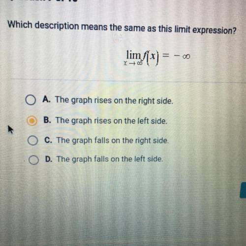 Which description means the same as this limit expression?

limf(x) = -Infinity
X—>infinity
A.