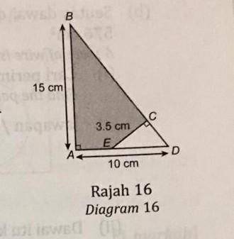 Diagram 16 shows two right-angled triangles, ABD and CDE. Given the length of CD is 2/5 the length