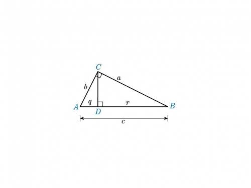 Please answer ASAP!

Given a right triangle ABC, we have found that a2=cr and b2=cq. Which of the