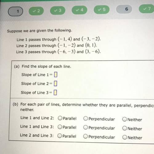 What is the slope and are they linear/perpendicular?
PHOTO ABOVE