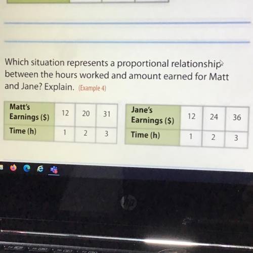 Which situation represents a proportional relationship

between the hours worked and amount earned