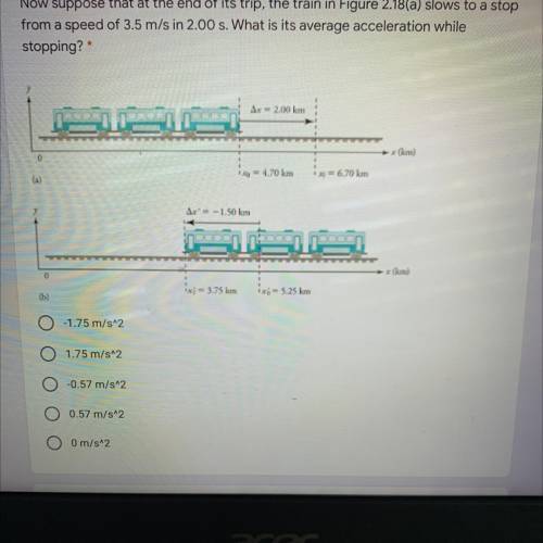 Now suppose that at the end of its trip, the train in Figure 2.18(a) slows to a stop

from a speed