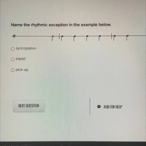 Name the rhythmic exception in the example below.