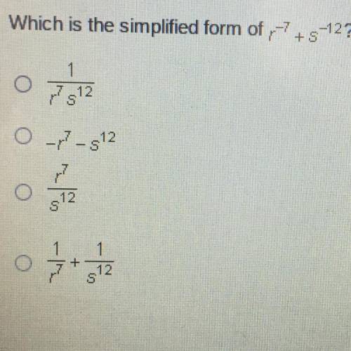 Which is the simplified form of 7+5-12?

O
1
7912
O-/7-912
17
o
لے
N
$12
1
+
1
312