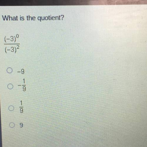 What is the quotient?
(-3)
(-3)2
Og
9
O 9