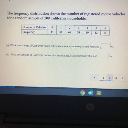 The frequency distribution shows the number of registered motor vehicles

for a random sample of 2