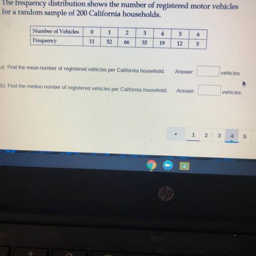 The frequency distribution shows the number of registered motor vehicles for a random sample of 200