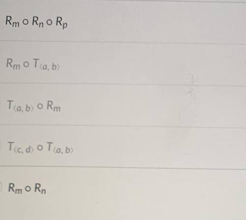 Select all the compositions of rigid motions that can be described as a single translation,rotation