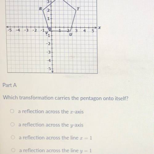 Which transformation carries the pentagon onto its

O a reflection across the x-axis
O a reflectio
