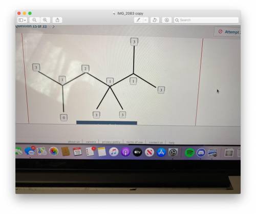 The skeletal structure in line-angle (line-bond) mode of 2,3,3,5-tetramethylhexane is shown. Identi