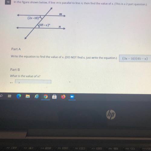 13

In the figure shown below, if line mis parallel to line n, then find the value of x. (This is