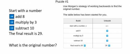 Use Morgan's strategy of working backwards to find the original number.

The table below has been