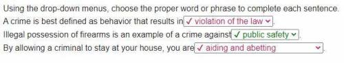 A crime is best defined as behavior that results in . Illegal possession of firearms is an example