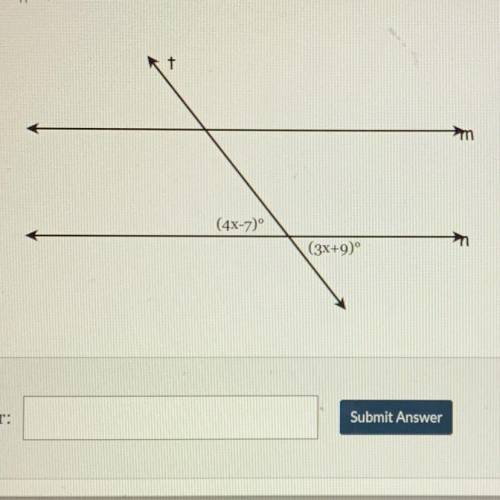 Given m||n, find the value of x.