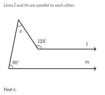 30 POINTS + BRAINLIEST
Lines L and M are parallel to each other.
Find X.