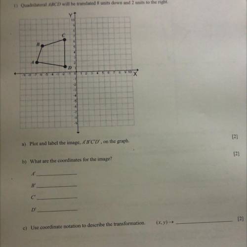 A) Plot and label the image, A'B'C'D', on the graph.