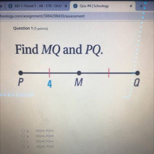 Find MQ and PQ.
MQ-4, PQ-4
MO-4, PO-8
MO-8, PQ-4
MO-8, PO-8