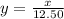 y =  \frac{x}{12.50}