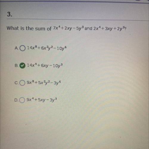 What is the sum of 7x4+ 2xy - 5y3 and 2x4 + 3xy + 2y3?