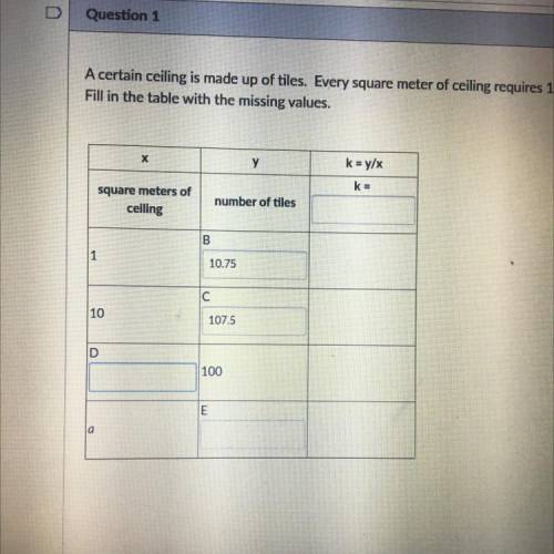 PLEASE HELP!! A certain ceiling is made up of tiles. Every square meter of the ceiling requires 10.