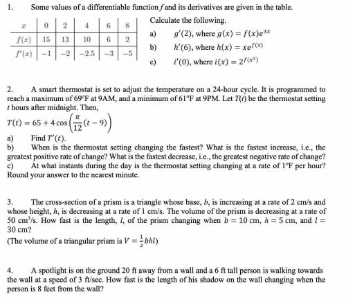 Could you please help me with 1-4 and show all work!