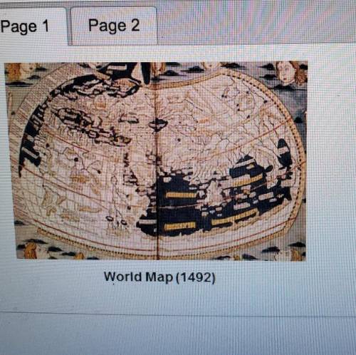 How does the 1492 map differ from the map of the world today? Check all that apply.

It does not i