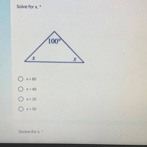 Solve for x. 
help please literally dying