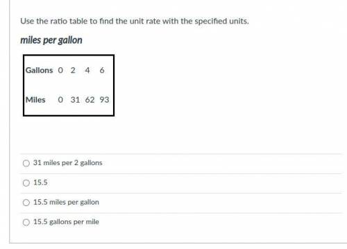 Use the ratio table to find the unit rate with the specified units.