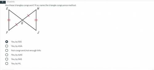 Are these triangles congruent? If so, name the triangle congruence method.