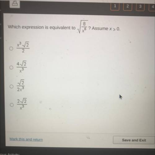 Which expression is equivalent to

9
6 ? Assume x > 0.
}
x 2
045
2
4.17
-
2.2