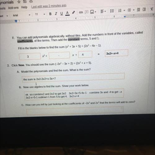 How can you tell by just looking at the coefficients of -2x² and 2x2 that the terms will add to zer