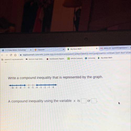 Plzz help it’s simple I’m just stupid

Write a compound inequality that is represented by the grap