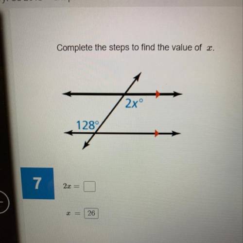 Can someone help me find 2x for parallel and transversal lines tysm