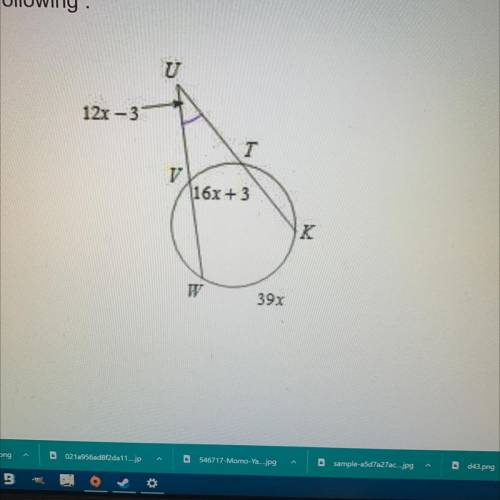 With the information from the diagram solve for x