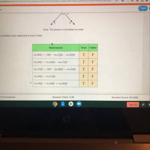 Consider the diagram below. Line AD and line BE intersect at point Q.

Q
55°
Note: The picture is