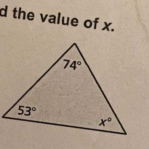 Find the value of x.
A.
74°
53°