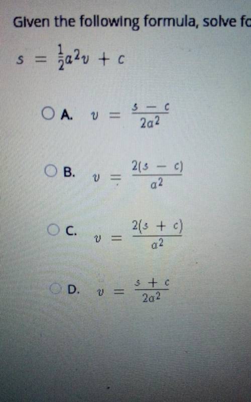 Given the following formula, solve for v.