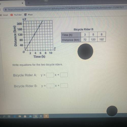 I need help??
Bicycle rider A: y=___x+___
Bicycle rider B: y=___x+___