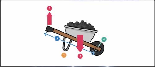 Help PLZZZZ! Look at the diagram of the wheelbarrow below. Which label shows the force caused by th