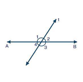 ERGENT pls help

The figure below shows a straight line AB intersected by another straight line t: