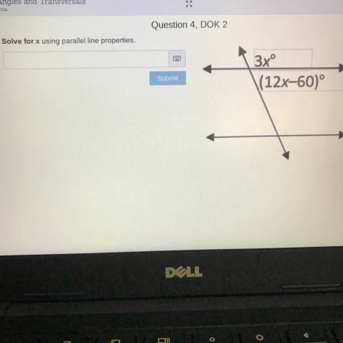 Solve for x using parallel line properties