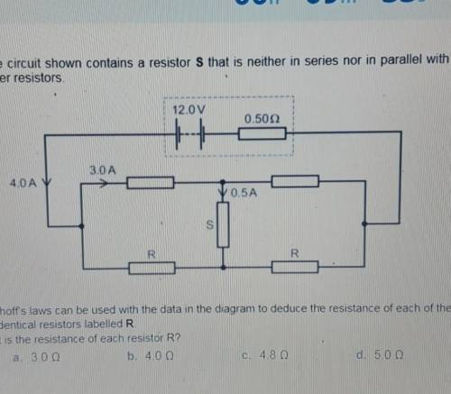 42. The circuit shown contains a resistor S that is neither in series nor in parallel with the

Ki