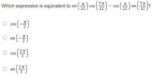 Which expression is equivalent to Sine (StartFraction pi Over 12 EndFraction) cosine (StartFraction