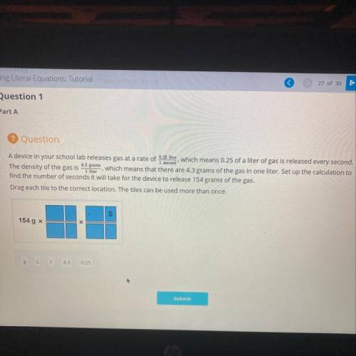 PLEASE HELP

A device in your school lab releases gas at a rate of 02.5 liter, which means 0.2