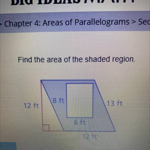 Find the area of the shaded region