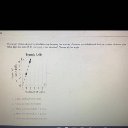 The graph shows a proportional relationship between the number of cans of tennis balls and the tota