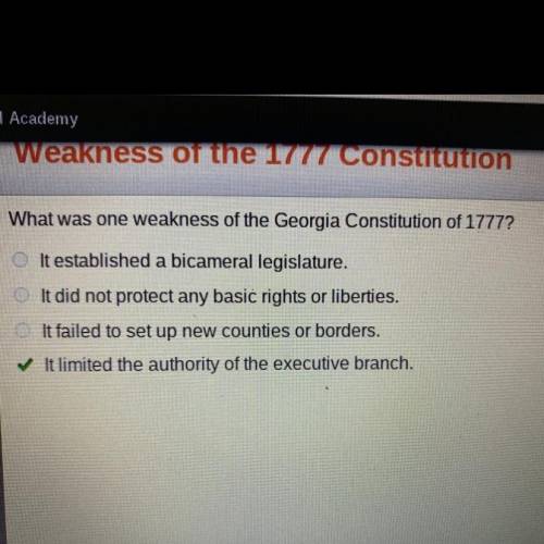 What was one weakness of the Georgia Constitution of 1777?

It established a bicameral legislature