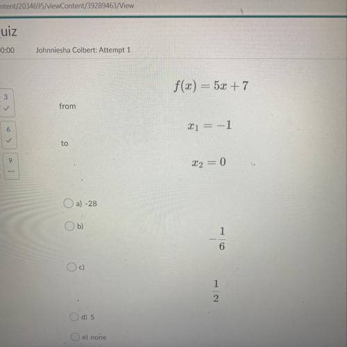 Question 9 (10 points)

Find the average rate of change of the function below from x1 to X2.
f(x)