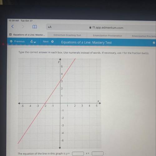 The equation of the line in the graph is y= _x+_